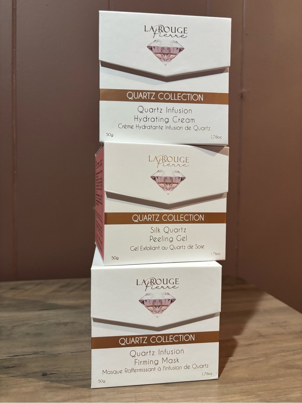 La Rouge Pierre Quartz Collection- Hydrating Cream, Peeling Gel, Firming Mask